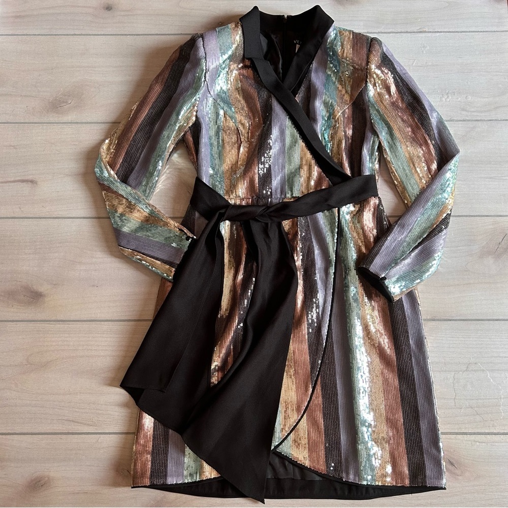 NWOT Venus Sequins Tie Front Dress